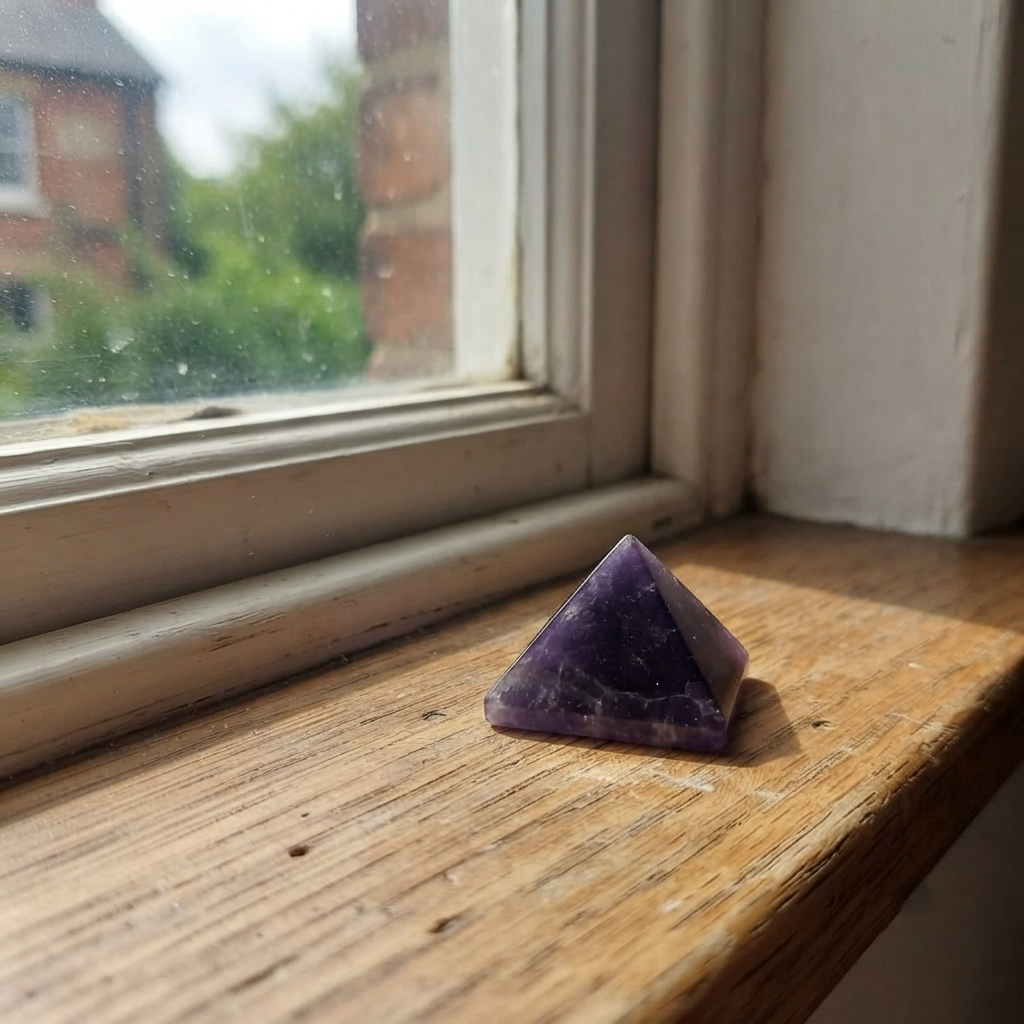 Amethyst Pyramid Small Purple Stone Pyramid Held In Hand